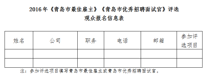 关于开展2016年《青岛市最佳雇主》《青岛市优秀招聘面试官》终评活动的通知(图1)