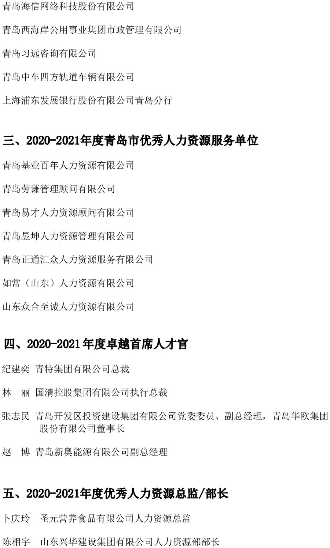 关于对青岛市2020-2021年度人力资源管理与服务领域评选获奖单位与个人进行进行表彰的通知(图2)