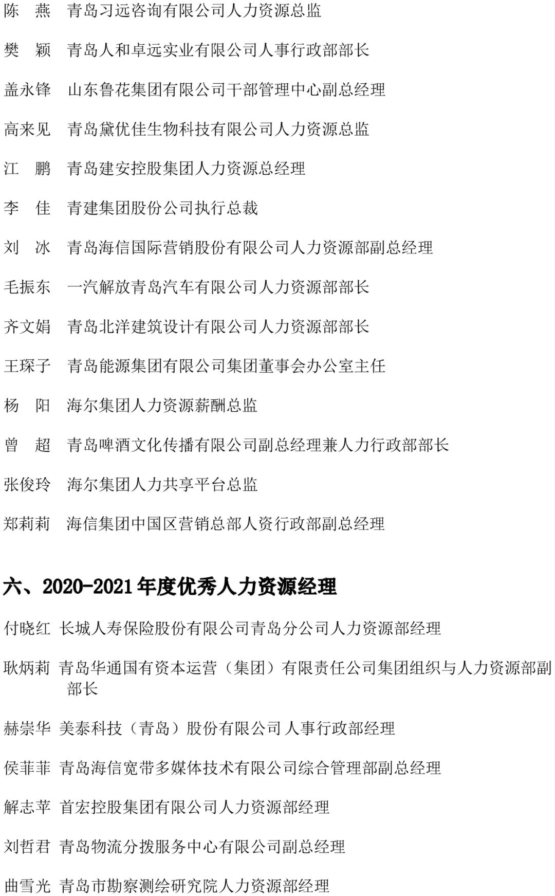 关于对青岛市2020-2021年度人力资源管理与服务领域评选获奖单位与个人进行进行表彰的通知(图3)